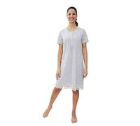 Elegante Camicia da Notte, in Puro Cotone con Manica Corta e abbottonatura Serafino con Taglio Sottoseno. Balza Applicato con Pizzo. Liu Jo