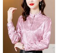 Elegante Camicia in Satin Jacquard per Donna Pullover Floreale Top Ufficio