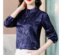 Elegante Camicia in Satin Jacquard per Donna Pullover Floreale Top Ufficio