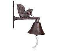 Elegante campana da parete in ghisa anticata, stile rustico, scoiattolo, campanello, campanello