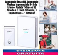 Elegante campanello Wireless Senza Fili da Esterno o interno Impermeabile 150m