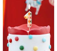 Elegante candela di compleanno numero 1 per feste a tema circo, a forma di rombo