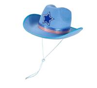 Elegante cappello a tema occidentale con design a stella a cinque punte, perfetto per giorni dell'indipendenza, vacanze al mare e abbigliamento casual Star Decors cappello, Blu, Taglia unica