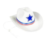 Elegante cappello a tema occidentale con design a stella a cinque punte, perfetto per giorni dell'indipendenza, vacanze al mare e abbigliamento casual Star Decors cappello, bianco, Taglia unica