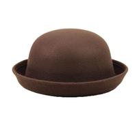 Elegante Cappello da Adulto Cappelli A Bombetta da Uomo E Donna Solido Roll Up Brim Cappello A Bombetta Hats Inverno Unisex Lana Rotondo Cappelli per Carneval Feste (Coffee, One Size)