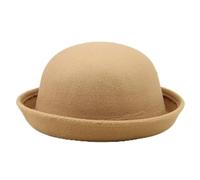 Elegante Cappello da Adulto Cappelli A Bombetta da Uomo E Donna Solido Roll Up Brim Cappello A Bombetta Hats Inverno Unisex Lana Rotondo Cappelli per Carneval Feste (Khaki, One Size)