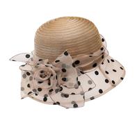 Elegante cappello da sole da donna in rete con fiore in rete, cappello da donna, per matrimoni, feste da tè, chiesa, viaggi, estate, spiaggia, cappello di paglia intrecciato Sombrero, Cachi, Taglia