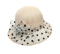 Elegante cappello da sole da donna in rete con fiore in rete, cappello da donna, per matrimoni, feste da tè, chiesa, viaggi, estate, spiaggia, cappello di paglia intrecciato Sombrero, Beige, Taglia