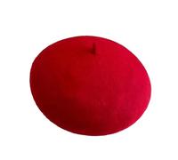 Elegante Cappello Di Inverno Del Berretto Di Lana Di Colore Solido Per Il Calore Di Viaggio Vintage Pittore, Rosso acceso, L56-58CM
