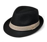 Elegante cappello Panama parasole design pieghevole spiaggia festival cappello uomo essenziale pieghevole paglia pieghevole sole arrotolabile, Nero , Taglia unica