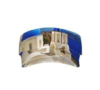 Elegante cappello unisex con visiera parasole con stampa del sistema solare, regolabile, leggero, per attività all'aperto e viaggi, Santorini Isola Greca Vista Mare, Taglia unica