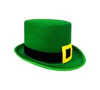 Elegante cappello verde Homburg Leprechaun Styling con fibbia gialla unica cappello occidentale a tesa larga per abbigliamento casual Fedora cappelli per donne uomini bambini, Verde, Taglia unica