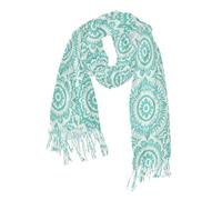 elegante cashmere sentire morbida sciarpa invernale per le donne per la cena Boho Mint Green Vintage Flowers bufanda de invierno para mujer