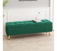 Elegante cassapanca ottomana imbottita in velluto, poggiapiedi e comodino, per camera da letto, salvaspazio, rettangolare, con design chic