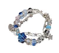 Elegante catena da polso con perline blu a forma di stella per uso quotidiano, feste, eventi aziendali e date eleganti con perline