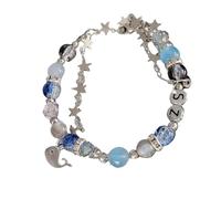 Elegante catena da polso con perline blu a forma di stella per uso quotidiano, feste, eventi aziendali e date elegante accessorio da polso