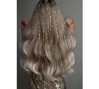 Elegante catena per capelli in rete lucida e traforata con nappine, accessorio versatile per feste, uso quotidiano, estate, vacanze, viaggi, accessori per la testa, copricapo Tagli UnicaColore unicoRa