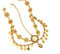 Elegante catena per capelli indiana alla moda color oro con moneta e strass per matrimonio nuziale copricapo decorazione gioielli per capelli in lega, Misura unica, come descritto, come descritto