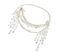 Elegante catena per il corpo a strati con perle finte e nappe accessorio per la vita per matrimoni e cocktail party, catena dorata, Misura unica, come descritto, come descritto