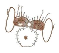 Elegante catena per reggiseno con perle e nappe di cristallo, per feste e raves
