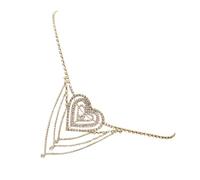 Elegante catena per ventre in cristallo artificiale argento/oro nappe strass decorazione vita gioielli catena per il corpo per donne ragazze elegante decorazione della vita, Misura unica