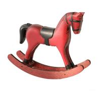 Elegante cavallo a dondolo in legno stile nordico vintage, statuetta decorativa per la casa, perfetta per mensola, tavolo o centrotavola da bar, sei opzioni di colore (rosso)