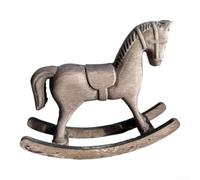 Elegante cavallo a dondolo in legno stile nordico vintage, statuetta decorativa per la casa, perfetta per mensola, tavolo o centrotavola da bar, sei opzioni di colore (grigio chiaro)