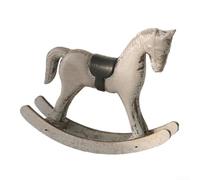 Elegante cavallo a dondolo in legno stile nordico vintage, statuetta decorativa per la casa, perfetta per mensola, tavolo o centrotavola da bar, sei opzioni di colore (grigio)
