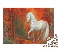 Elegante cavallo bianco che cammina fiero nella foresta Puzzle Per Adulti || 1000pcs (75x50cm) Puzzle Giochi EduGattoivi,decorazioni Per La Casa