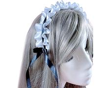Elegante cerchietto per capelli a forma di fiocco in pizzo pieghettato carino lavaggio viso supporto per capelli cosplay festa costume copricapo per bambini fascia domestica fascia colore bianco