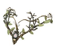 Elegante cerchietto per capelli con corno e foglie, regolabile, per amanti della natura e appassionati di moda