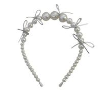 Elegante cerchietto per capelli con perle e fiocco, per feste di nozze, tutte le fasce abbinate per ragazze e principesse, per festival musicali, decorazioni per capelli