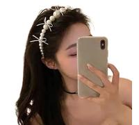 Elegante cerchietto per capelli con perle e fiocco, per feste di nozze, tutte le fasce abbinate per ragazze e principesse, per festival musicali, decorazioni per capelli