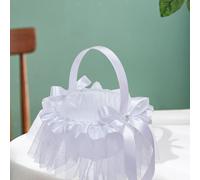 Elegante cesto da ragazza di fiori bianchi con manico Accessori da sposa