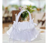 Elegante cesto da ragazza di fiori bianchi con manico Accessori da sposa
