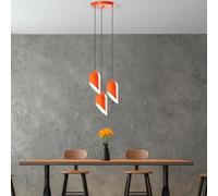Elegante chandelier arancione, corpo in metallo, diametro 40 cm, altezza regolabile 75-121 cm, 3 prese E27, perfetto per spazi moderni, design elegante