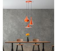 Elegante chandelier arancione, corpo in metallo, diametro 45 cm, altezza regolabile 45 - 135 cm, 3 prese E27, perfetto per decorazioni moderne