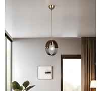 Elegante chandelier, corpo in metallo con cappuccio in legno, altezza regolabile 32 - 89 cm, attacco E27, 220 - 240 V, perfetto per la decorazione moderna della casa