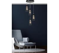 Elegante chandelier nero, altezza regolabile 70 cm, corpo in metallo con rivestimento antico, attacco E27 Max 40 W, perfetto per decorazione moderna della casa