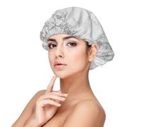 Elegante Chic Bianco Grigio Argento Glitter Marmo,Cuffia da notte in raso per adulti - Cuffia da notte elastica per donna, copricapelli per la notte