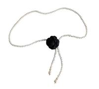Elegante cintura a catena per le donne con perle artificiali e decorazioni floreali regolabili pancia gioielli decorativi corpo, One Size, come descritto, come descritto