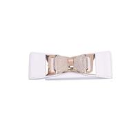 Elegante cintura elastica larga con fiocco in strass e fibbia a nodo for corsetto da donna, decorazione for abito per Abiti, Pantaloni e Cappotti(White)
