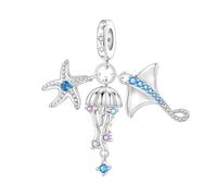 Elegante ciondolo a forma creatura sottomarina con disegni realistici e rivestimento in argento da indossare ogni giorno o per occasioni speciali Elegante ciondolo a forma creatura sottomarina e