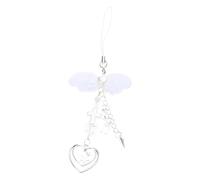 Elegante ciondolo a forma di ala di telefono con dolce fiocco e cuore in rilievo catena per telefono portachiavi portachiavi accessorio per borsa