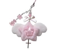 Elegante ciondolo a forma di ala di telefono con dolce fiocco e cuore in rilievo catena per telefono portachiavi portachiavi accessorio per borsa