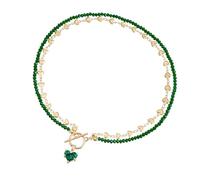 Elegante ciondolo a forma di cuore con zircone su una misteriosa catena nera, ideale per gli appassionati di gioielli abiti eleganti elegante collana romantica, Misura unica, come descritto, come