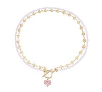 Elegante ciondolo a forma di cuore con zircone su una misteriosa catena nera, ideale per gli appassionati di gioielli, abiti eleganti, gioielli da donna alla moda, One Size, come descritto, come