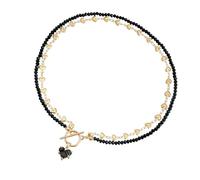 Elegante ciondolo a forma di cuore con zircone su una misteriosa catena nera, ideale per gli appassionati di gioielli, abiti eleganti, gioielli da donna alla moda, One Size, come descritto, come