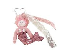 Elegante ciondolo portachiavi con nastro di pizzo per donne e ragazze con paillettes sirenette fascino per zaini e ornamento portachiavi alla moda accessorio, A, One Size