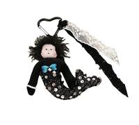 Elegante ciondolo portachiavi con nastro di pizzo per donne e ragazze con paillettes sirenette fascino per zaini e ornamento portachiavi alla moda accessorio, Nero , One Size